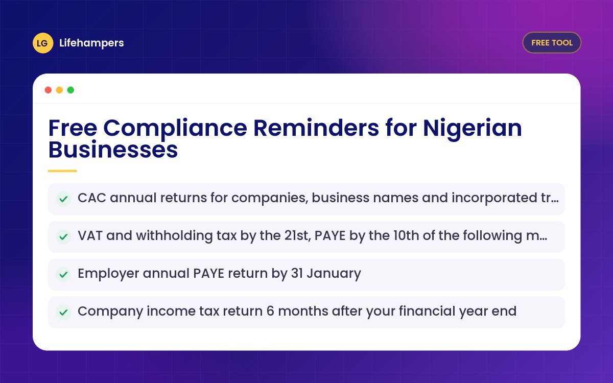 Free Compliance Reminders for Nigerian Businesses