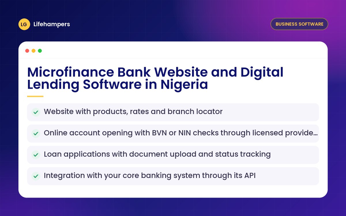 Microfinance Bank Website and Digital Lending Software in Nigeria