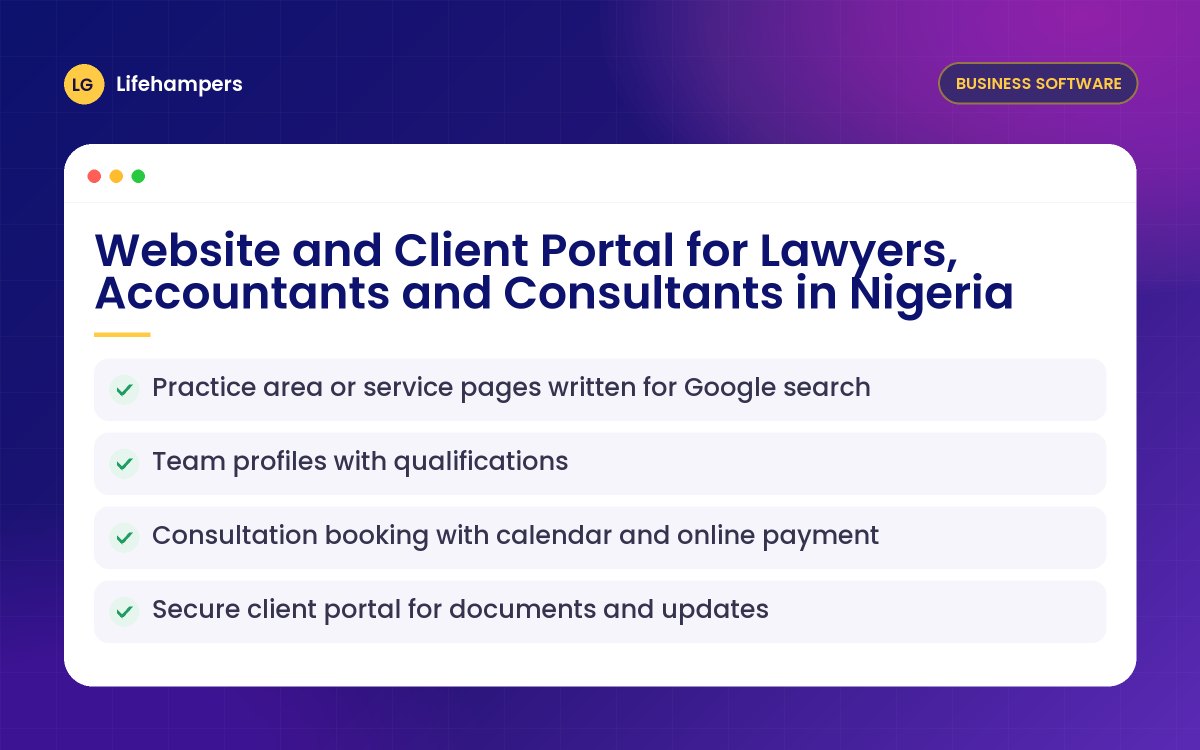 Website and Client Portal for Lawyers, Accountants and Consultants in Nigeria