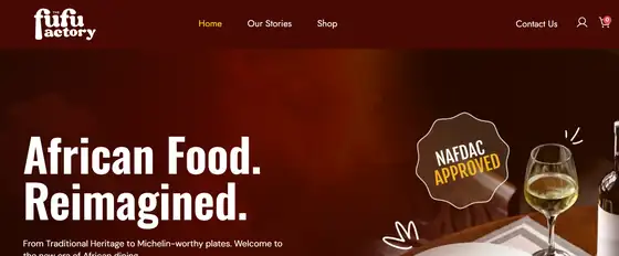 The Fufu Factory website homepage, a Lifehampers digital marketing and paid advertising client