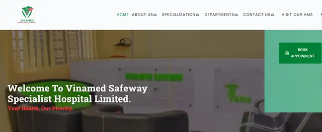Vinamed Safeway Specialist Hospital website homepage built by Lifehampers Global Consults